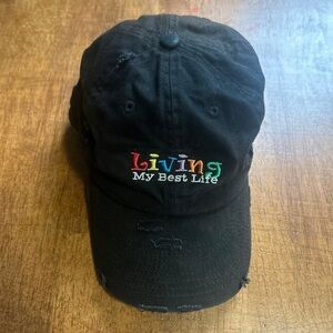 KBethos Fashion Living My Best Life Distressed Black Cap Hat Adjustable Unisex